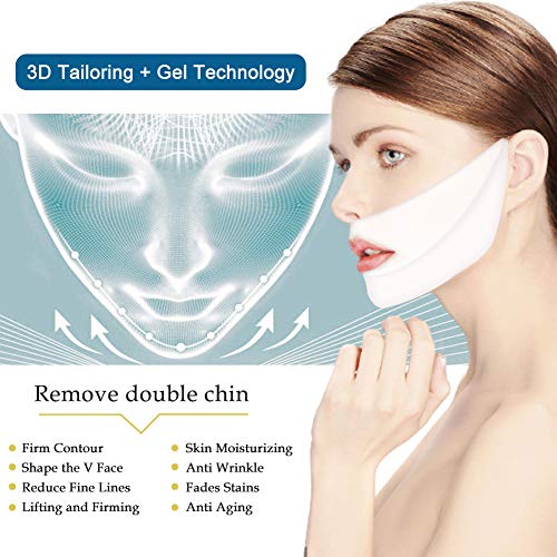 V line Lifting Mask, V-Shaped Slimming Mask, Ácido Hialurónico Cara, Sin Dolor Para Elimina la Flacidez Lifting de Piel Reafirmante Antienvejecimiento, Antiedad y Antiarrugas para la cara/Contorno