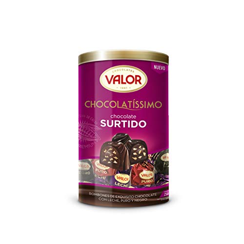 Valor - Chocolatíssimo surtido. Bombones de chocolate con leche, puro y negro. Gran calidad e intenso Sabor y Aroma - 250 Gramos