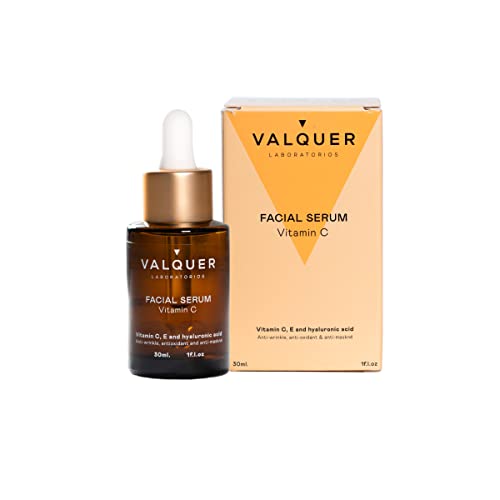 Valquer Laboratorios Serum Facial Vitamina C. Antiarrugas, Anti Acné Y Antioxidante. Con Ácido Hialurónico. Todo Tipo De Pieles Vegano. 91% Ingredientes Naturales, color Único, 30 ml