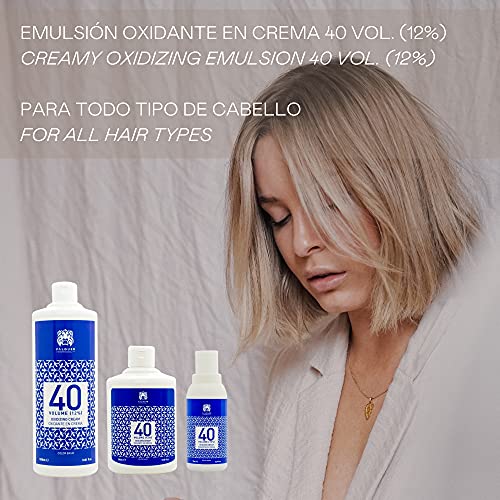 Valquer Profesional Oxigenada Estabilizada en Crema, 40 Volumenes (12%). Coloración capilar permanente. Uso profesional peluquería. Formulación vegana - 1000 Ml