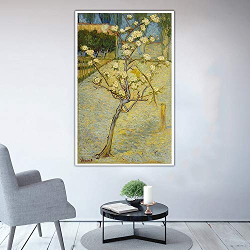 Van Gogh 《Pequeño peral en flor》 Carteles e impresiones Pinturas en lienzo Lienzo Arte de la pared Cuadros en lienzo para la decoración de la sala de estar 60x90cm 24 "x35" Sin marco