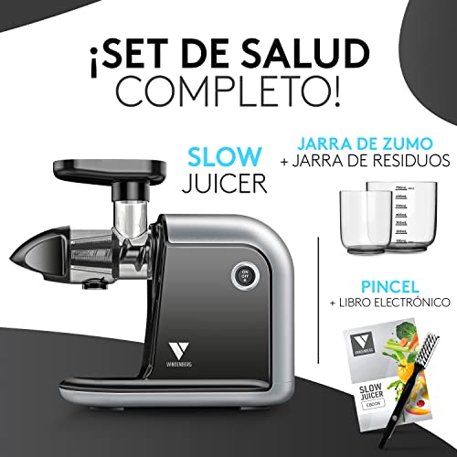 Vandenberg [EL ORIGINAL] - Slow Juicer - Exprimidor de verduras y frutas - [150 W] Exprimidor eléctrico con función inversa que ahorra vitaminas incluye cepillo de limpieza - Sin BPA