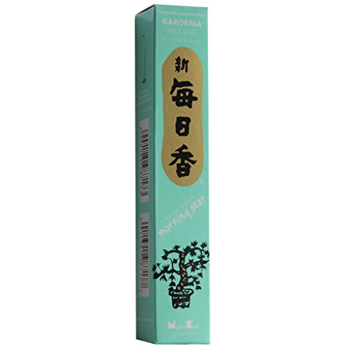 Varillas de incienso japonés Morning Star con perfume de gardenia, de Nippon Kodo, 50 varillas, incluye soporte