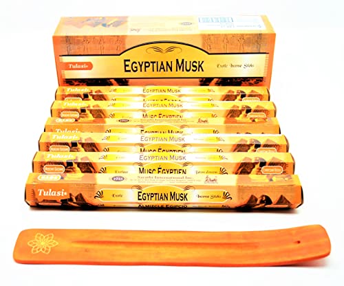 varitas de Incienso (Egypt Egyptian Musk) Egipto almizcle Egipcio pirámides. varitas de Incienso Joss 120 Varillas Incienso de Fragancia casera Joss Sticks con cenicero colector de Cenizas Pyramids