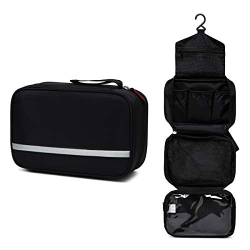 VASCHY Neceser Hombre,Bolsa de Aseo Mujer Neceseres para Maquillaje Bolsa de Cosméticos Impermeable Bolsa de Lavado con Múltiples Bolsillos Negro