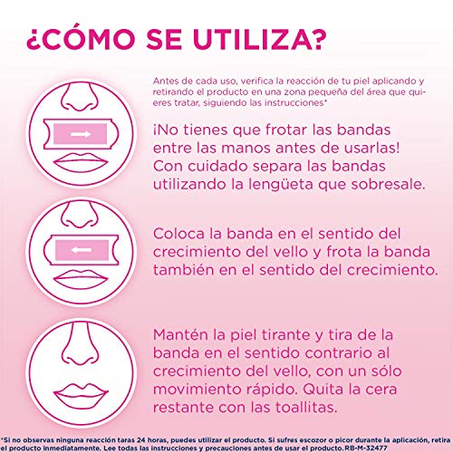 Veet Bandas de Cera Fría Depilatoria para Depilación Facial, Hipoalergénicas para Pieles Sensibles - Duplo Pack 2x20 bandas