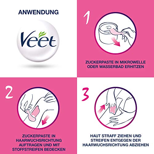 Veet Sugaring - Pasta de azúcar para depilación con flor de vainilla para una piel notablemente suave hasta 4 semanas, 1 x 250 ml, 73 g