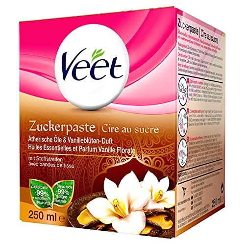 Veet Sugaring - Pasta de azúcar para depilación con flor de vainilla para una piel notablemente suave hasta 4 semanas, 1 x 250 ml, 73 g