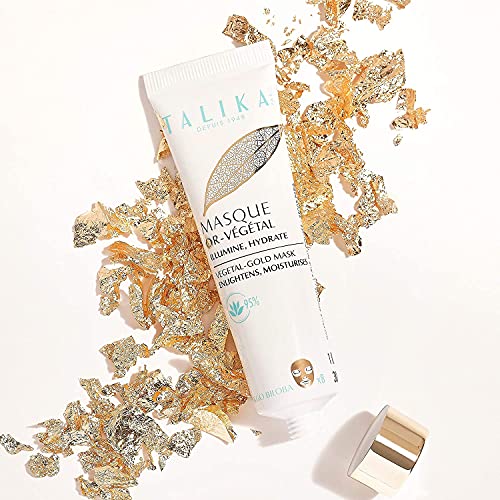 Vegetal -Gold Mask - Talika 12501 - Mascarilla de Oro Regeneradora - Antioxidante y Calmante - Todo Tipos de Pieles - Piel Reforzada y Luminosa en Solo 10 Minutos, Dorado, 11.7 cm