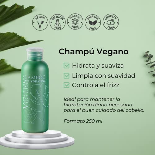 VegLiss Kit Post Alisado Brasileño,Tratamiento Hidratante, Cuida Alisados de Keratina, Repara Cabello Dañado, Champú Antiencrespado y Tratamiento Vegano 3 en 1 Sin Sulfatos, Siliconas Sin Parabenos