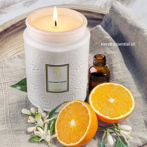 Velas Aromaticas Grandes de 18 oz, Vela Perfumada de Cera de Soja, Tiempo de Combustión 125-150 horas, Uso Diario, Relajarse y Aliviar el Estrés, Regalo, Regalos para Mujeres, Aroma de Azahar Mexicano