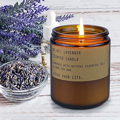 Velas Perfumadas de 2 Piezas, Juego de Regalo para Mujeres, Cera de Soja de 7.2 oz con Aroma a Lavanda y Pomelo para Aromaterapia en el Hogar, Regalo para la Novia o el Día de la Madre