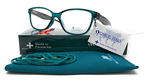 VENICE EYEWEAR OCCHIALI | Gafas de lectura presbicia Mujer Diseño en Colores: Verde, Rojo, Rosa, Negro. VENICE YULIA - Dioptrías: 1 a 3,5 (green, 2.50)