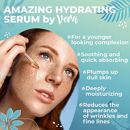 Vera Serum Acido Hialuronico Puro Orgánico con Vitamina C Facial - Serum Vitamina C y Ácido Hialurónico, Hidratación Profunda Facial - Serum Facial Acido Hialuronico y Vitamina C para la Cara, 30ml