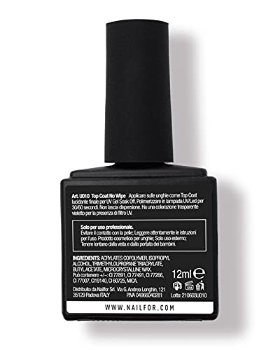 VERA Top Coat (12ML) Sellado Gel sin dispersión Uñas NO WIPE Lámpara LED UV de secado brillante transparente