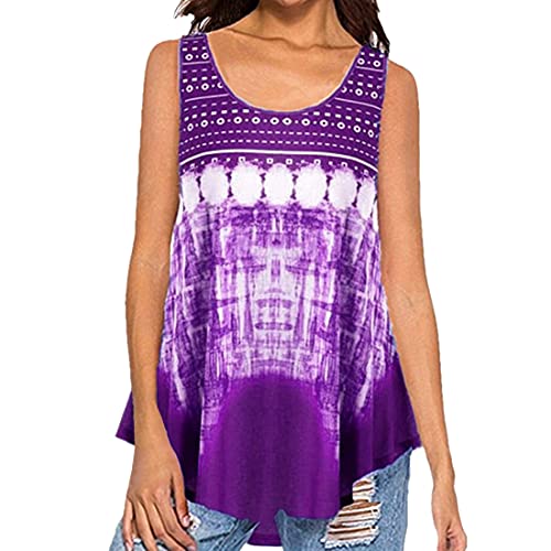 Verano para Mujer sin Mangas Cami Estampado Cami Irregular Tops Camisola con de Verano para Mujer Blusa túnica con Pliegues Chaleco con Estampado Floral con Tiras Top Blusas Cami sin Mangas