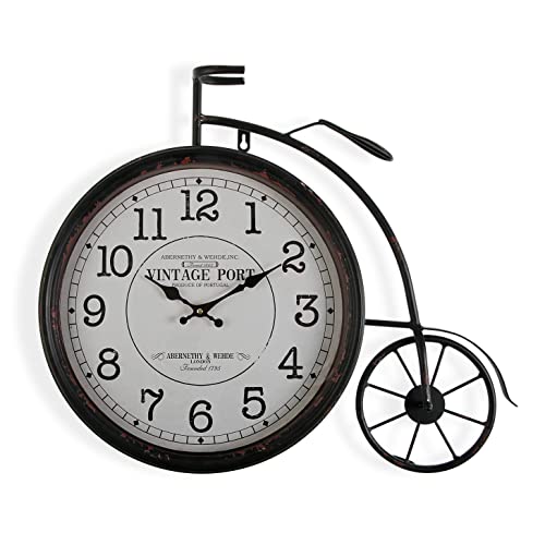 Versa Bicicleta Reloj de Pared Silencioso Decorativo para la Cocina, el Salón, el Comedor o la Habitación, , Medidas (Al x L x An) 60 x 6 x 50 cm, Metal, Color Marrón y Blanco