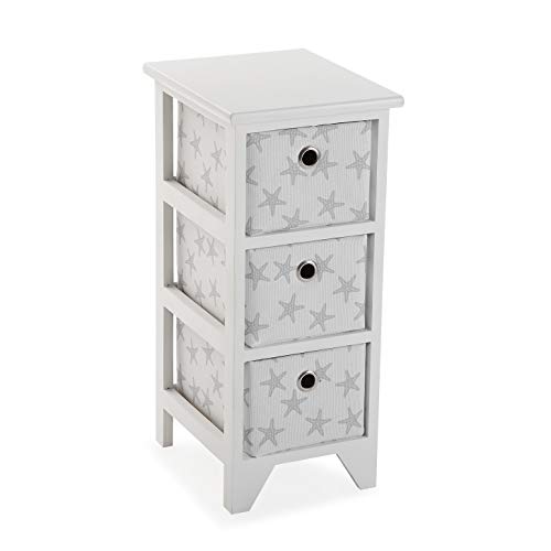 Versa Starfish Mueble para el Baño Auxiliar, Cajonera con 3 cajones para organizar, Almacenaje Moderno y Divertido, Medidas (Al x L x An) 58 x 29 x 23 cm, Madera, Color Blanco