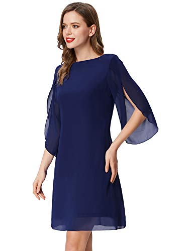 Vestido Mujer Mangas 3/4 Escote Redondo Color Sólido para Primavera L CL010888-6