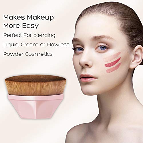 VICKSONGS Brochas Maquillaje, Kabuki Pincel de Maquillaje [60g/Suave y Ligero] Wonder Brush para Mezclar Líquido, Crema, Corrector Premium (Rosado)