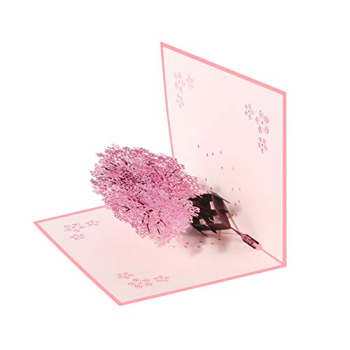 Vicloon Tarjetas de Felicitación, Tarjeta de San Valentín con Sobre, Tarjeta de Felicitación Pop Up 3D, Tarjeta de Felicitación de Boda e Invitación, Rosa Sakura Romántica Tarjeta Cumpleaños