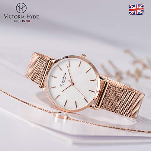 VICTORIA HYDE Moda Simple Mujeres Reloj de Pulsera de Cuarzo Banda de Malla de Acero Inoxidable