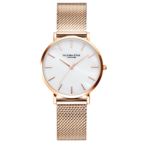 VICTORIA HYDE Moda Simple Mujeres Reloj de Pulsera de Cuarzo Banda de Malla de Acero Inoxidable