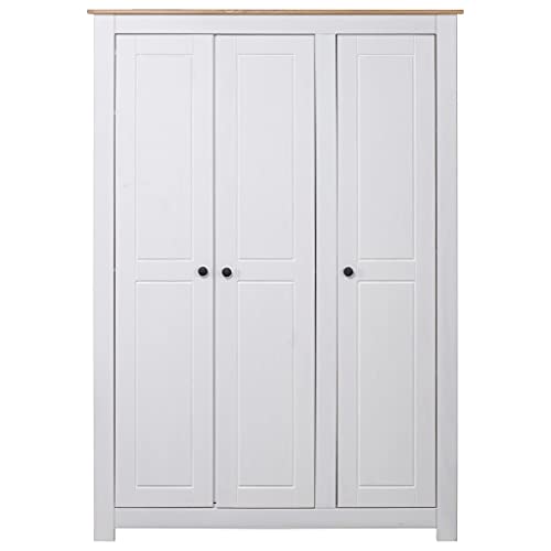 vidaXL Armario de 3 Puertas Madera Pino Panamá Range Hogar Habitación Muebles Mobiliario Decoración Diseño Estilo Bricolaje 118x50x171,5 cm Blanco