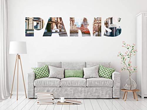 Vinilo Decorativo Pared Frases Paris | Oración | Expresión | Proposición | Enunciado | Eslogan | 145x30 cm | Pegatina Adhesiva | Decorativa de Diseño Elegante