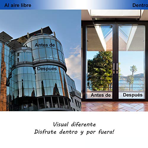 Vinilo Ventana Cristal Protector Solar Lámina Privacidad de Una Manera Espejo Película Adhesiva de Gran Reflexión Anti 99% UV Mejor Control de Calor Fácil (Plata, 60x200cm)