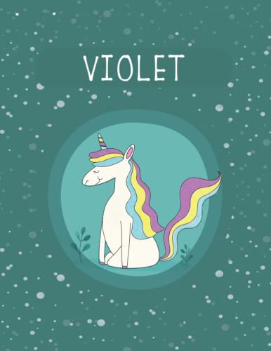 Violet's Unicorn Diary: Personalized Cute Unicorn Journal Diary With Winter Theme for Violet Who Loves Unicorn, Christmas & Birthday Gift