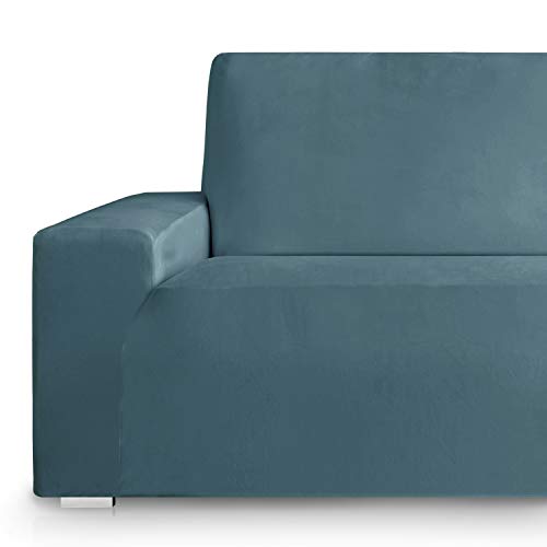 Vipalia Fundas Sofa elasticas Terciopelo. Fundas de Sofas 3 plazas. Cubresofas Ajustables. Protector Antimanchas. Confort Descanso. Azul 3 Plazas(175-225cm)