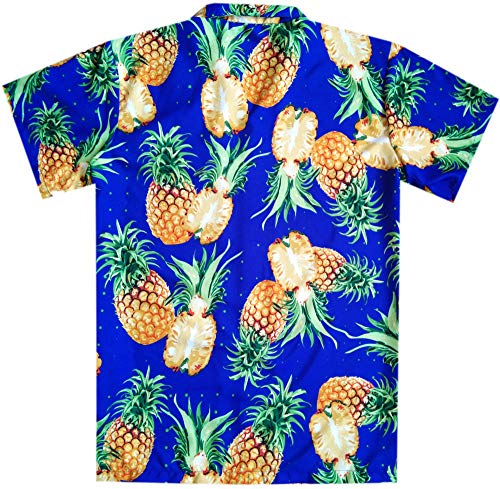 Virgin Crafts Bambini hawaiana T-shirt da tasca frontale ragazze ananas tagliato Blu XS