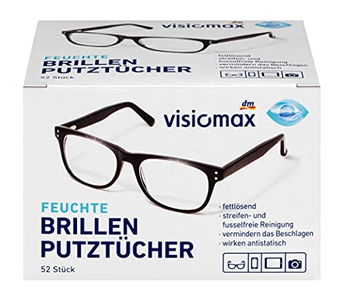 Visiomax - Toallitas Limpiadoras para Gafas, 156 unidades (3 x 52 Unidades)