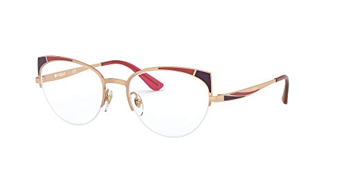 Vogue Marco de gafas de prescripción para mujer Vo4153 Metal Cat Eye, Oro rosa/rojo mate/lente demo,