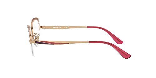 Vogue Marco de gafas de prescripción para mujer Vo4153 Metal Cat Eye, Oro rosa/rojo mate/lente demo,