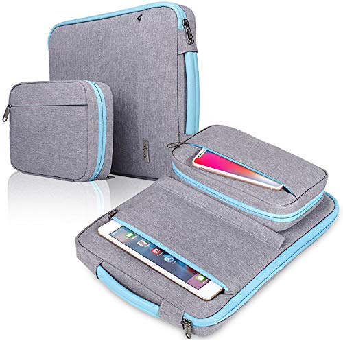 Voova Funda Portátil 14-15.6 Pulgadas, Bolsillo de Accesorios para Funda Ordenador Portátil, Compatible con Macbook Pro 15/16, Surface Laptop 3, HP Pavilion, DELL Lenovo Acer Chromebook, Gris Claro