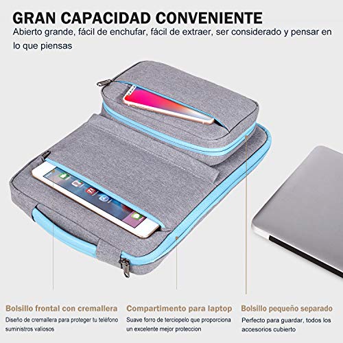 Voova Funda Portátil 14-15.6 Pulgadas, Bolsillo de Accesorios para Funda Ordenador Portátil, Compatible con Macbook Pro 15/16, Surface Laptop 3, HP Pavilion, DELL Lenovo Acer Chromebook, Gris Claro