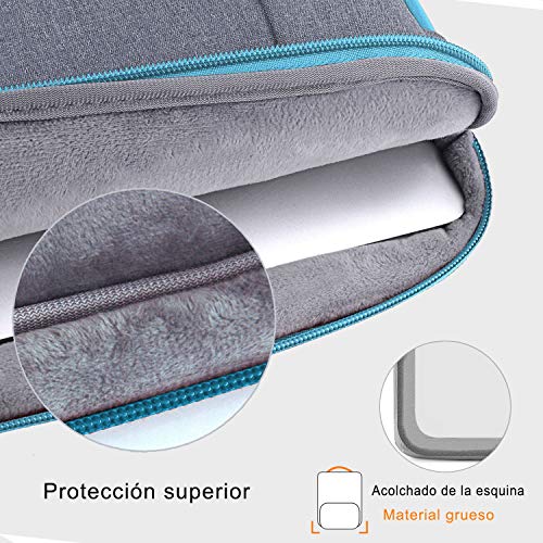 Voova Funda Portátil 14-15.6 Pulgadas, Bolsillo de Accesorios para Funda Ordenador Portátil, Compatible con Macbook Pro 15/16, Surface Laptop 3, HP Pavilion, DELL Lenovo Acer Chromebook, Gris Claro