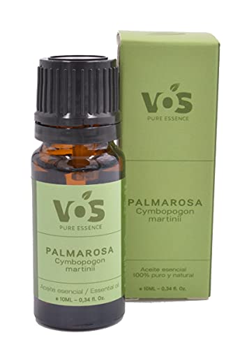 VOS PURE ESSENCE - Aceite esencial de Palmarosa, 100% Puro y natural - Para regular emociones, nutre la piel, idóneo para masajes estimulantes - 10 ml