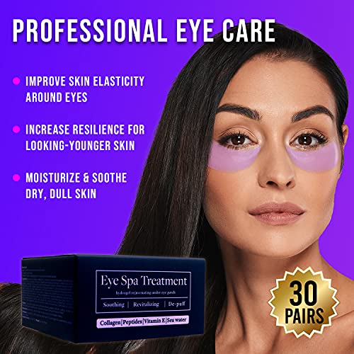 W BEAUTY Eye Spa Parches - 30 pares de parches de ojos de colágeno parches de gel para ojeras marcadas y las bolasa. Incluye pinzas