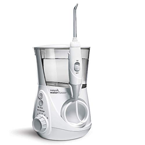 Waterpik Irrigador de Sobremesa Profesional con Agua a Presión y Sistema Avanzado de Control de Presión Mediante 10 Posiciones con 7 Boquillas, Eliminación de Placa Dental, Blanco (WP-660UK)