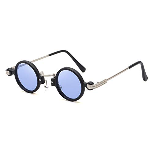 WEIMEITE Gafas de Sol redondas pequeñas Vintage para Mujer y Hombre Gafas Steampunk de Moda de los años 90 Gafas de Sol con Lentes circulares Sombras