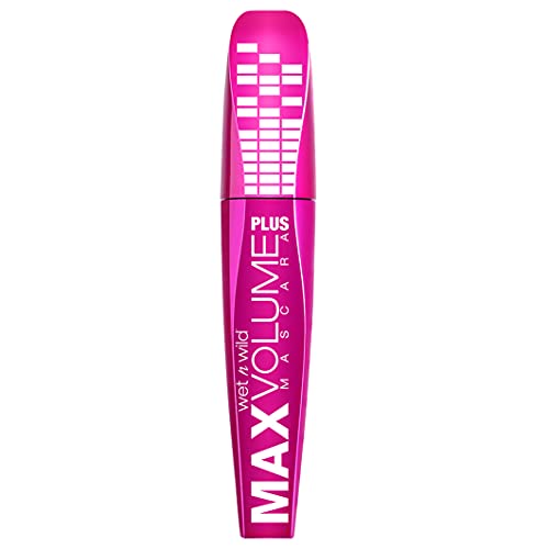 Wet n Wild - Max Volume Plus Mascara - Máscara de Pestañas Volumen Negra - Fórmula Enriquecida con Aceite de Coco para Hidratar y Proteger las Pestañas - Amp'd Black - 1 Unidad