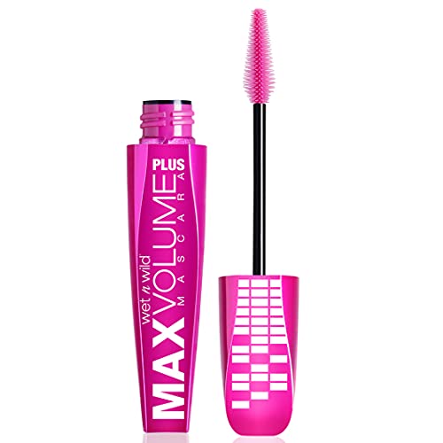 Wet n Wild - Max Volume Plus Mascara - Máscara de Pestañas Volumen Negra - Fórmula Enriquecida con Aceite de Coco para Hidratar y Proteger las Pestañas - Amp'd Black - 1 Unidad