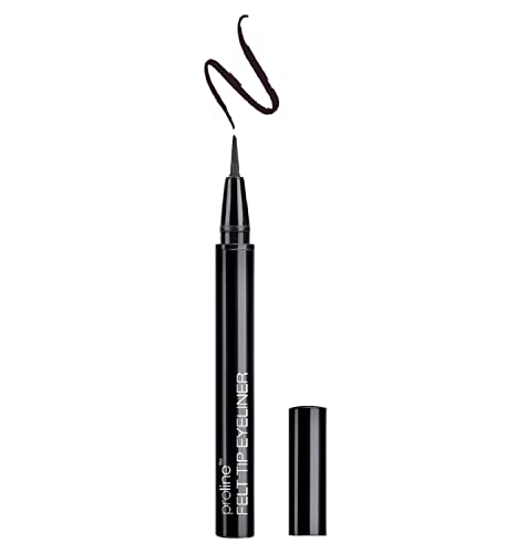 Wet n Wild - ProLine Felt Tip Eyeliner - Delineador Negro con Punta Fina y Suave de Fieltro - Maquillaje para Ojos - Control Extremo, Fórmula Pigmentada y Fluida - Black - 1 Unidad