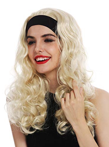 WIG ME UP- 12110-KB88 Peluca para Mujeres Carnaval Halloween Cinta para el Pelo Largo Rubio Rizado voluminoso los 80 Look Retro