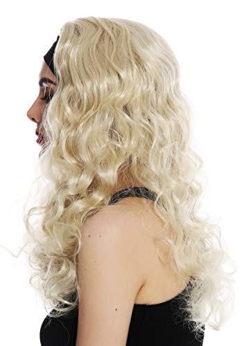 WIG ME UP- 12110-KB88 Peluca para Mujeres Carnaval Halloween Cinta para el Pelo Largo Rubio Rizado voluminoso los 80 Look Retro