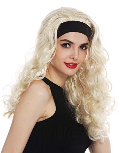 WIG ME UP- 12110-KB88 Peluca para Mujeres Carnaval Halloween Cinta para el Pelo Largo Rubio Rizado voluminoso los 80 Look Retro