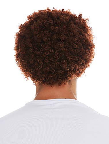 WIG ME UP- MMAS-9M-KF938 Peluca para Mujeres Hombres Carnaval Afro rizos Cortos densos Cabello Crespo castaño Rojizo